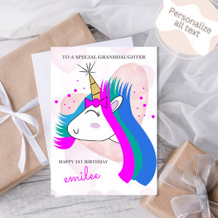 Unicorns en roze harten op zaterdag kaart
