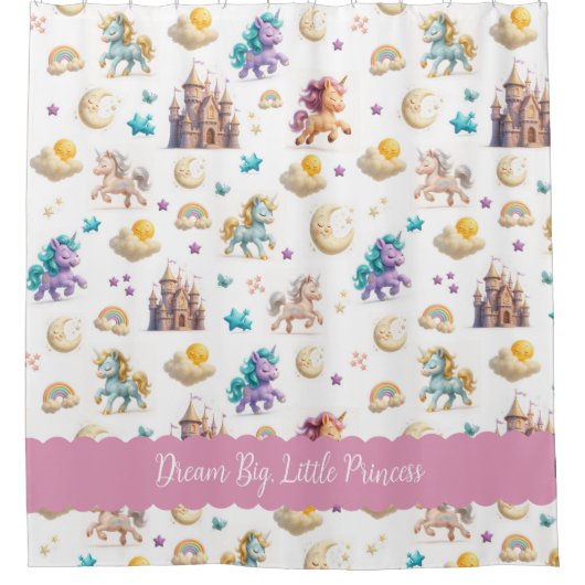 Unicorns & Fairytale Castle - Fantasy Design Douchegordijn (Voorkant)