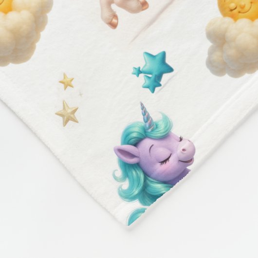 Unicorns & Fairytale Castle - Fantasy Kids Bedding Fleece Deken (Hoek)