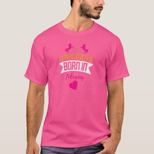 Unicorns geboren in februari t-shirt (Voorkant)