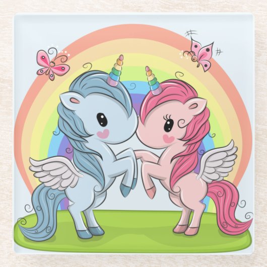 Unicorns Glazen Onderzetter (Voorkant)