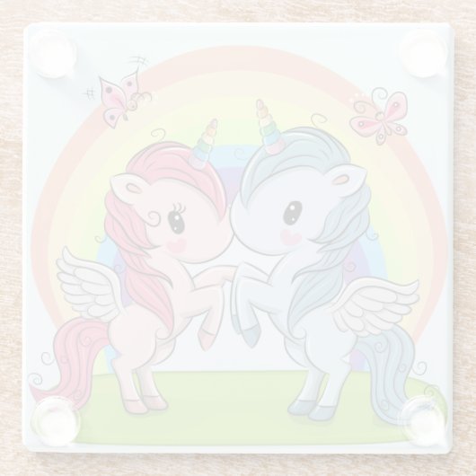 Unicorns Glazen Onderzetter (Achterkant)