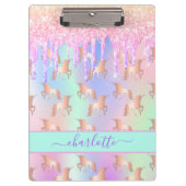 Unicorns glitter roze iridescent roos goudregenboo klembord (Voorkant)