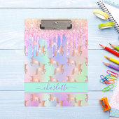 Unicorns glitter roze iridescent roos goudregenboo klembord
