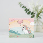 Unicorn's Heart Balloon Briefkaart (Staand voorkant)