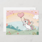 Unicorn's Heart Balloon Briefkaart (Voorkant / Achterkant)