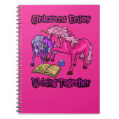Unicorns hebben plezier met schrijven samen notitieboek (Voorkant)