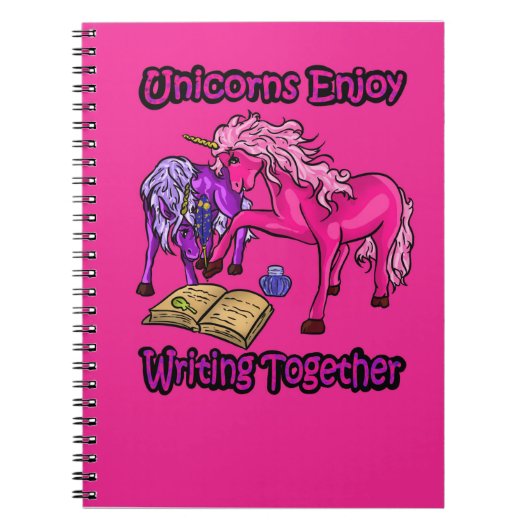 Unicorns hebben plezier met schrijven samen notitieboek (Voorkant)