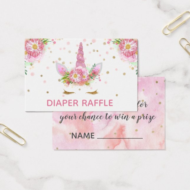 Unicorns in Bloom Diaper Raffle Visitekaartje (Kantoor)