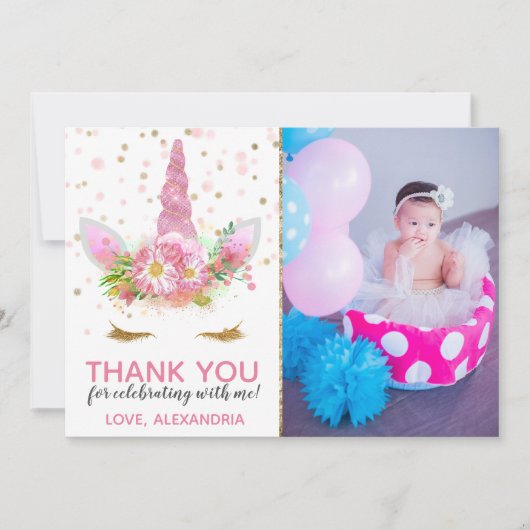 Unicorns in Bloom Hartelijk dank Kaart (Voorkant)