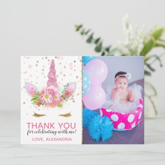 Unicorns in Bloom Hartelijk dank Kaart (Staand voorkant)