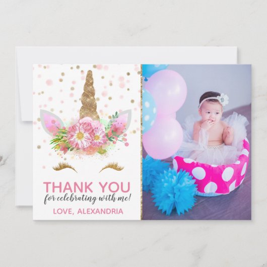 Unicorns in Bloom Hartelijk dank Kaart (Voorkant)