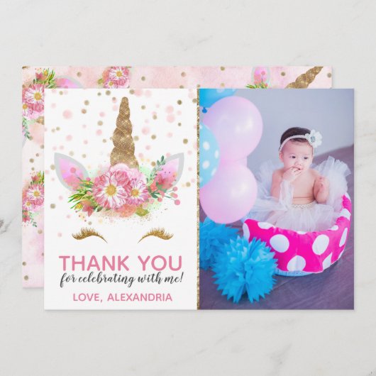 Unicorns in Bloom Hartelijk dank Kaart (Voorkant / Achterkant)