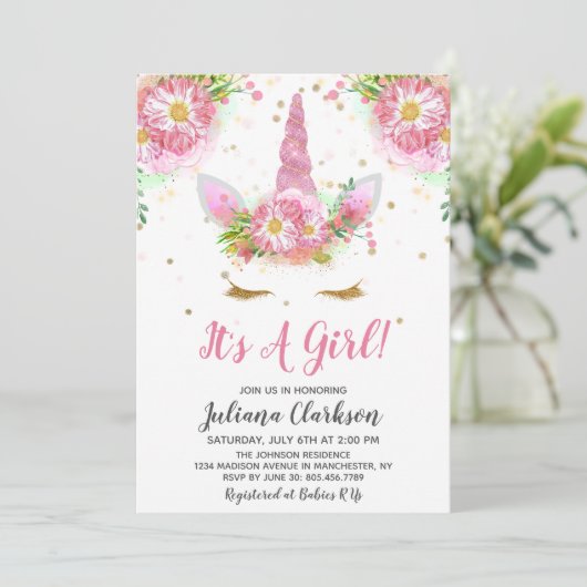 Unicorns in het Baby shower Bloom Kaart (Staand voorkant)