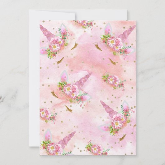 Unicorns in het Baby shower Bloom Kaart (Achterkant)