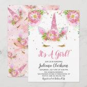 Unicorns in het Baby shower Bloom Kaart (Voorkant / Achterkant)