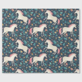 Unicorns in het bos cadeaupapier (Vlak)