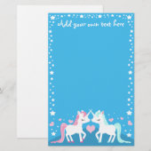Unicorns in liefde aanpasbaar briefpapier (Voorkant / Achterkant)