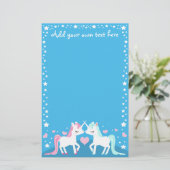 Unicorns in liefde aanpasbaar briefpapier (Staand voorkant)
