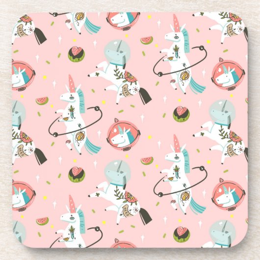 Unicorns in ruimtetype bier onderzetter (Voorkant)