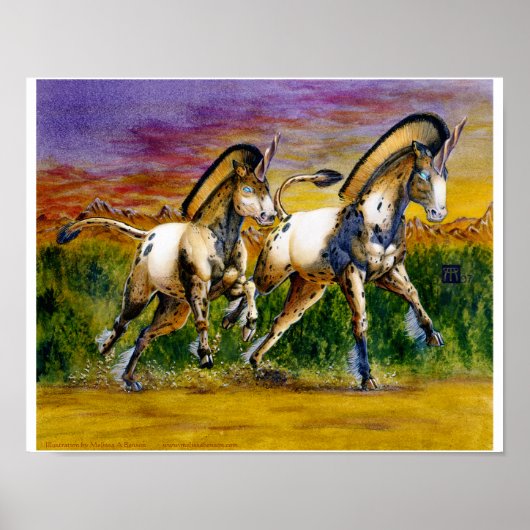 Unicorns in Sunset Poster (Voorkant)