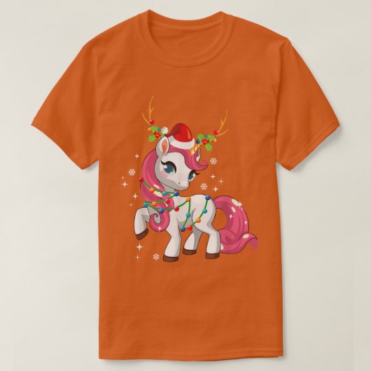 Unicorns kerstlampjes Funny Reindeer Family Ch T-shirt (Design voorkant)