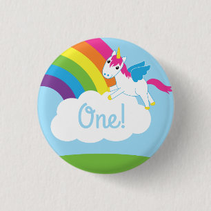 Unicorns Kids Birthday Party Theme Ronde Button 3,2 Cm