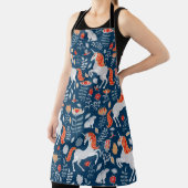 Unicorns, konijnen, vogels, bloemen op een blauwe  schort (Insitu)