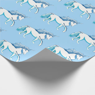Unicorns Light Blue Wrapping Paper van het Patroon Cadeaupapier