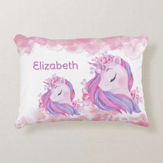 Unicorns! Maak bedtijd magie met deze gewoonte Accent Kussen (Voorkant)