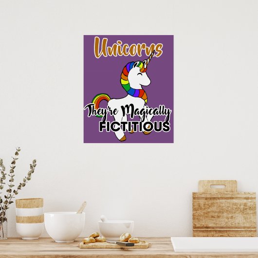 Unicorns Magisch Fictious Funny Poster (Keuken)