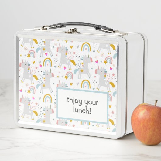 Unicorns Metal Lunch Box Editable Text (In situ)