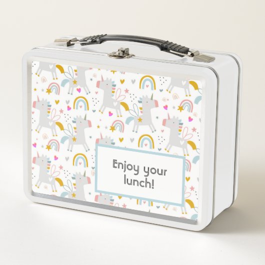 Unicorns Metal Lunch Box Editable Text (Voorkant)