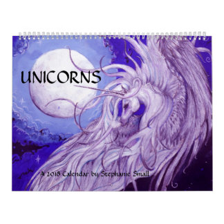 Unicorns Moons Lunar Pegasus Paarse Blue Horse Kalender