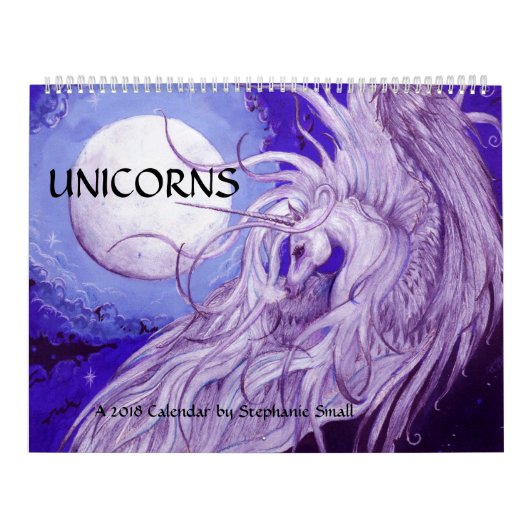 Unicorns Moons Lunar Pegasus Paarse Blue Horse Kalender (Hoes)