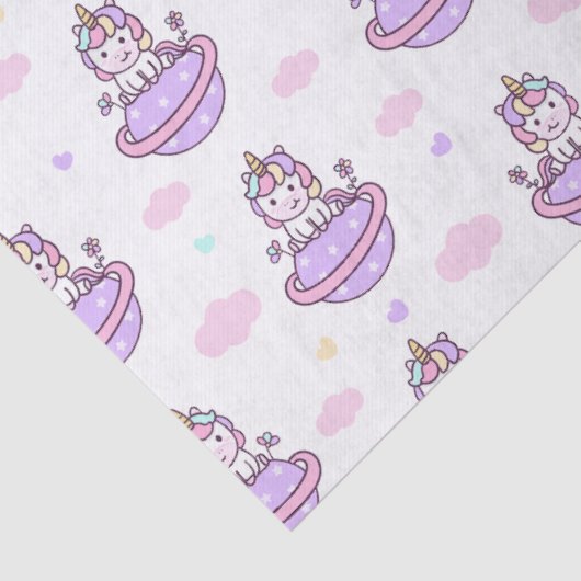  Unicorns on Planets Magical Space Pattern  Tissuepapier (Detail)