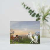 Unicorns ontmoeten paarden Fantasiland Briefkaart (Staand voorkant)