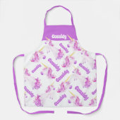 Unicorns paarse roze gepersonaliseerde naam schort (Voorkant)