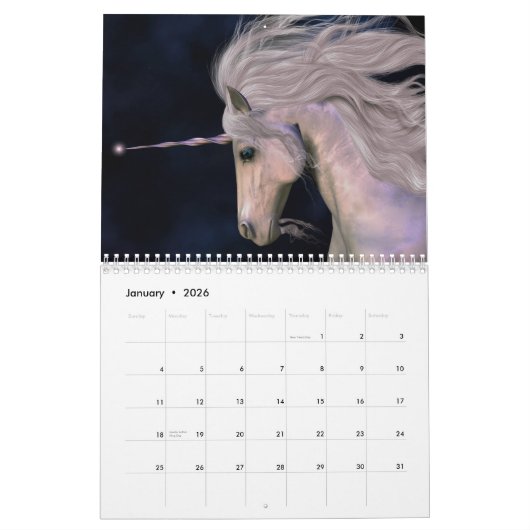 Unicorns & Pegasus Agenda Kalender (Jan 2026)