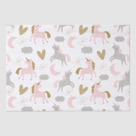 Unicorns Pink Gray Magical Cute Girly Boho Pattern Tissuepapier