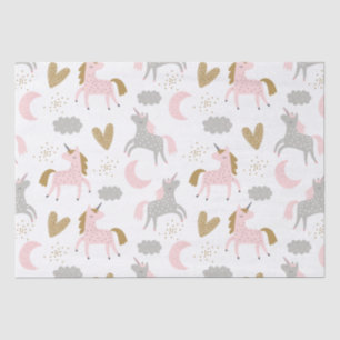 Unicorns Pink Gray Magical Cute Girly Boho Pattern Tissuepapier