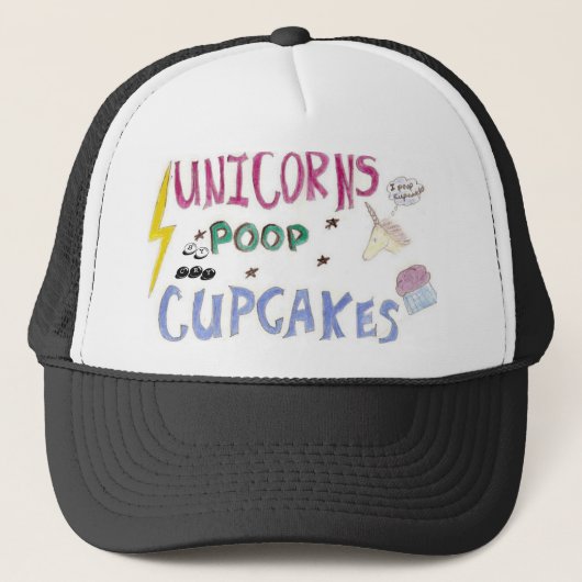 Unicorns POOP Cupcakes Trucker Pet (Voorkant)