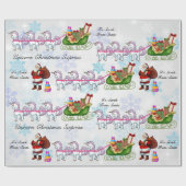 Unicorns Pulling Santa's Sleigh Add Child's Name Cadeaupapier (Vlak)