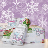 Unicorns Pulling Santa's Sleigh Add Child's Name Cadeaupapier