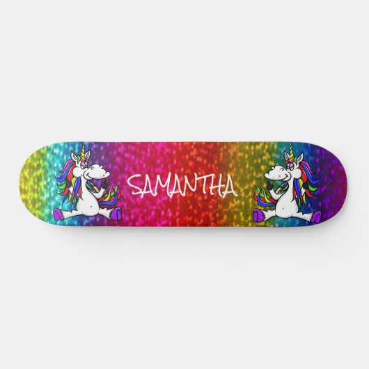 Unicorns Rainbow Glitter Skateboard (Horizontaal)