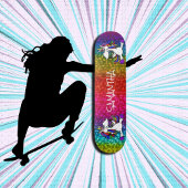 Unicorns Rainbow Glitter Skateboard