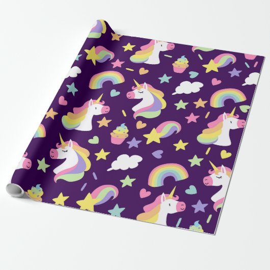 Unicorns & Rainbows Cadeaupapier (Uitgerold)