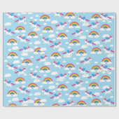 Unicorns & Rainbows Cute 1st Birthday Party Theme Cadeaupapier (Vlak)