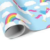 Unicorns & Rainbows Cute 1st Birthday Party Theme Cadeaupapier (Rol Hoek)
