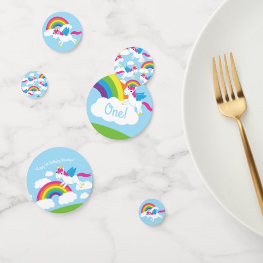 Unicorns & Rainbows Cute 1st Birthday Party Theme Confetti (Groep)